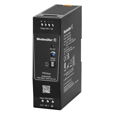 Weidmüller Stromversorgung PRO BAS 120W 24V 5A | 2838440000 | Hutschienen-Netzteil | IP20 | AC/DC | Schraubanschluss
