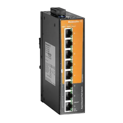 Weidmüller Netzwerk Switch IE-SW-EL08-8POE | Unmanaged | 8x PoE Ports | Fast Ethernet | Hutschiene | IP30 | Industrial
