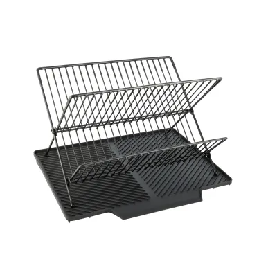 WENKO Geschirrabtropfer Nelia 54771100 | Abtropfmatte & Gestell 2-teilig | klappbar | 34x25x40cm | schwarz
