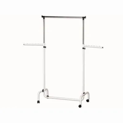 WENKO Kleiderständer Trio | fahrbar & höhenverstellbar 118-192 cm | 2 Ausklapp-Arme | Stahl | bis 20 kg