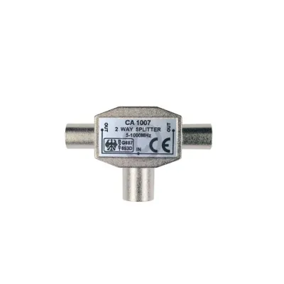 goobay Koaxial T-Adapter E10385 | 2x Koax-Stecker auf 1x Koax-Kupplung | 75 Ohm | Metall | silber