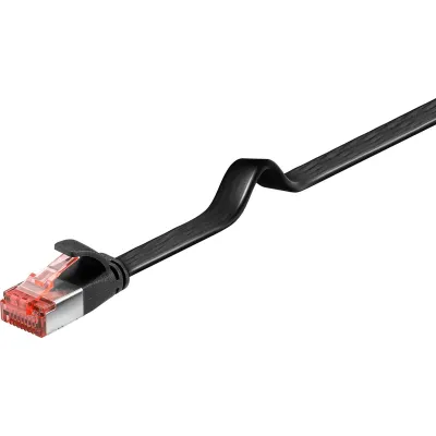 Goobay Patchkabel 94233 | Cat6 Flachkabel U/FTP | 2m | RJ45 Stecker | Kupfer geschirmt | schwarz