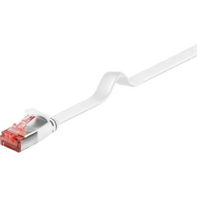 Goobay Patchkabel 94917 | Cat6 Flachkabel U/FTP | 2m | RJ45 beidseitig | Kupfer geschirmt | extra flach | weiß