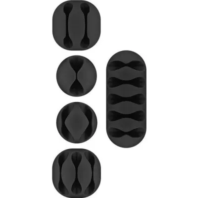 Goobay Kabel Management Set 70683 | Kabel Organizer 1x1/2x2/1x3/1x5 Slot | flexibel | selbstklebend | schwarz