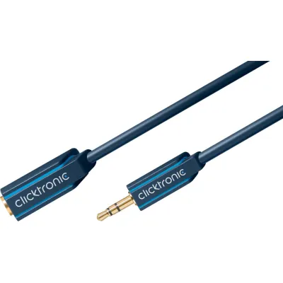 Clicktronic Audio Verlängerungskabel 1,5m | 3,5mm Klinke Stecker-Buchse | Stereo | vergoldete Kontakte