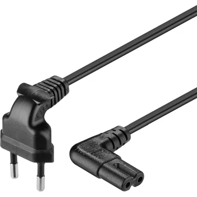 Wentronic Netzkabel 97350 | Eurostecker C7 90° Winkel | 2m | 250V 2,5A | H03-VV-H2-F2 | PVC | schwarz