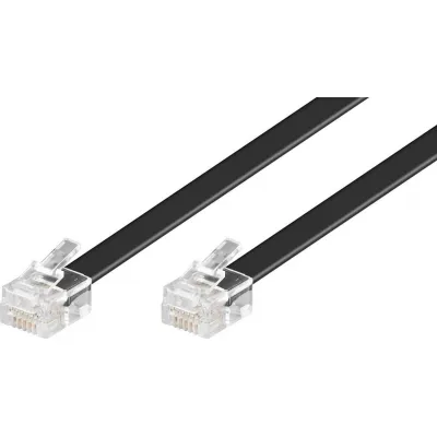 Goobay Modularanschlusskabel 50322 | RJ12 6P6C Stecker auf Stecker | Telefonkabel 6m | Schwarz