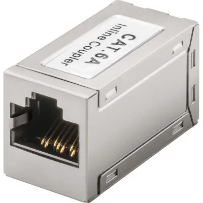 Goobay RJ45 Modularkupplung 72499 | Cat6a Netzwerk Verbinder | 2x Buchse | geschirmt | Metallgehäuse | PoE+