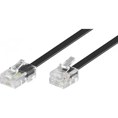 Goobay Modularanschlusskabel 68578 | RJ45 auf RJ11/RJ14 Stecker | 10m | Telefonkabel für DSL-Modem Router | schwarz