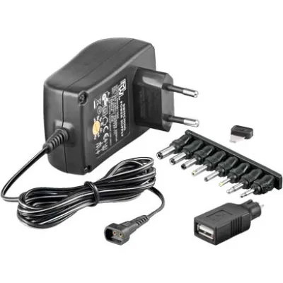 Goobay Universal-Netzteil 64569 | 3–12V DC 1500mA | 8 Adapter | USB-Anschluss | energiesparend | Überlastschutz