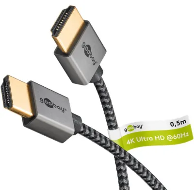 Goobay High-Speed HDMI Kabel 75753 | 4K 60Hz | Ethernet | Slim | 2m | Grau
