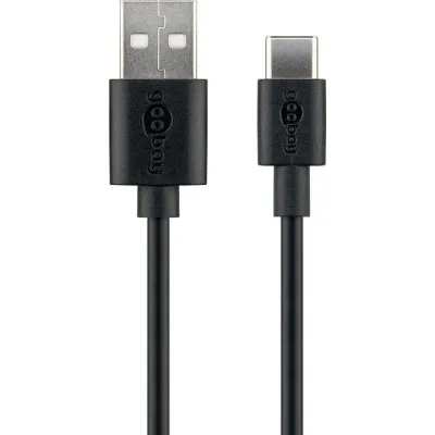 Goobay USB-C Lade- und Synchronisationskabel 45735 | USB-A auf USB-C | 1m | 3A | 480 Mbit/s | Schwarz