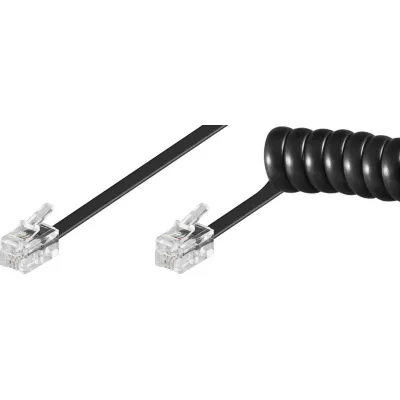 Wentronic Telefonhörer-Spiralkabel 68003 | RJ10 4P4C Stecker | 7m | CCA Kupfer-Aluminium | Schwarz