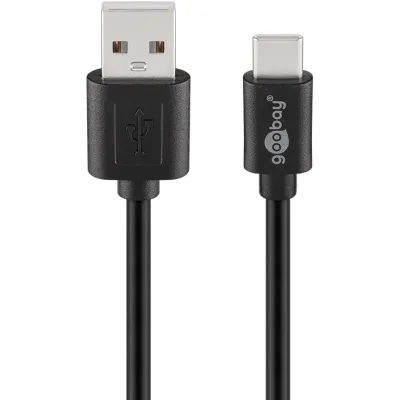Goobay USB 2.0 Kabel 55467 | USB-C auf USB-A | 0,5 m | Ladekabel & Datenkabel | 3A Schnellladen | Schwarz