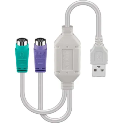 Goobay USB auf PS/2 Adapter 95431 | Konverter für Maus & Tastatur | Plug & Play | 2x PS/2 Buchse | Weiß
