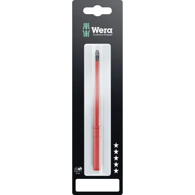 Wera Schraubendreher Wechselklinge 05004414001 | VDE 1000V geprüft | PH2 x 154 mm | isoliert | sechskant | rot