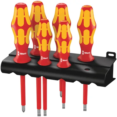 Wera Schraubendreher-Set 160 i/6 Rack 05006145001 | VDE 1000V | Kraftform Plus | 6-teilig | Lasertip | mit Rack