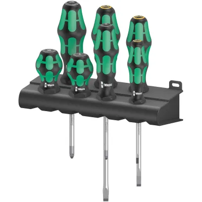 Wera Schraubendreher-Satz 300/7 Mix 2 | 7-teilig | Stubby | PZ Kreuzschlitz, Schlitz | Kraftform Plus