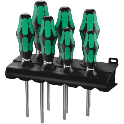 Wera Schraubendrehersatz 367/7 TORX HF 05223161001 | 7-teilig | Kraftform Plus Griff | Haltefunktion | Rack | farbig