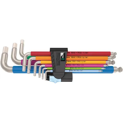 Wera Winkelschlüsselsatz 3950/9 Hex-Plus Multicolour Imperial 05022860001 | 9-teilig | Edelstahl | zöllig | Farbcodiert