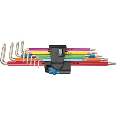 Wera Winkelschlüsselsatz 3967/9 TX SXL | TORX | 9-teilig | Edelstahl | extra lang | Haltefunktion | Multicolour
