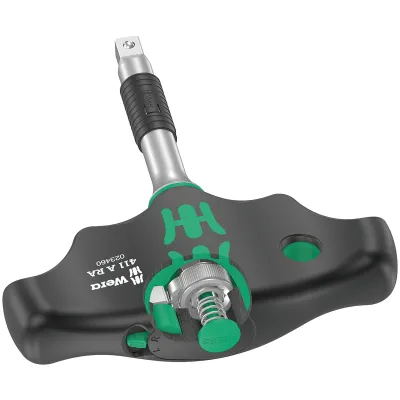 Wera Umschaltknarre 411 A RA 05023460001 | Quergriff 1/4 Zoll | 80 Zähne | 89 mm Länge | ergonomisch | schwarz/grün