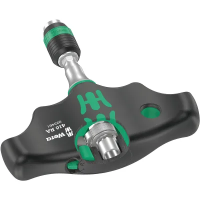 Wera Bithalter 416 RA Quergriff Rapidaptor 1/4 Zoll | Umschaltknarre | magnetisch | Schnellwechsel | 89mm | schwarz/grün