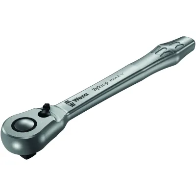 Wera Zyklop Metall-Knarre 8004 A | 1/4 Zoll Umschaltknarre 141 mm | Umschalthebel | 72 Zähne | 5° Rückholwinkel | Metall