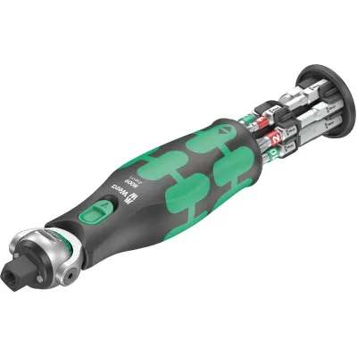 Wera Bit-Set 8009 Zyklop Pocket Imperial Set 1 | 13-tlg. Knarre mit Bit-Magazin | 3/8" & 1/4" | Tasche | schwarz/grün