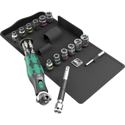 Wera Knarrensatz 8009 Zyklop Pocket Set 4 | 27-tlg. | metrisch & imperial | Bit- und Nuss-Set | Ratsche | kompakt
