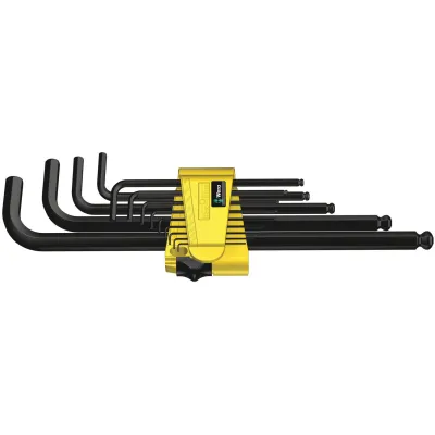 Wera Winkelschlüsselsatz 950/13 Hex-Plus Imperial | 13-tlg. | zöllig | Kugelkopf | 1,3–9,5 mm | BlackLaser | mehrfarbig