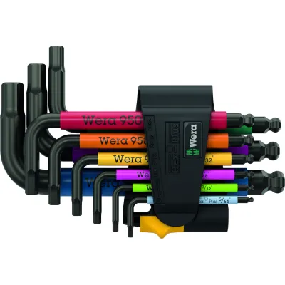 Wera Winkelschlüsselsatz 950/9 Hex-Plus Multicolour Imperial | zöllig | 9-teilig | Kugelkopf | farbcodiert