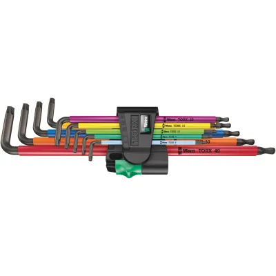 Wera Winkelschlüsselsatz 967/9 TX XL Multicolour 05024480001 | 9-teilig | TORX® | Extra lang | Kugelkopf | Farbcodiert