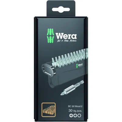 Wera Bit-Set Bit-Check 30 Wood 2 SB 05057438001 | 29-tlg. | Magnethalter | PH | PZ | TX | Schlitz | Innensechskant | Box