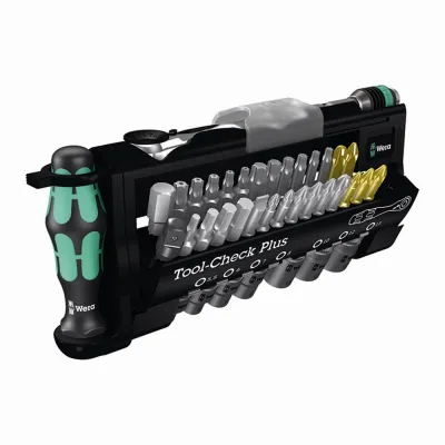 Wera Bit-Set Tool-Check PLUS 39-tlg. | Ratsche, Handhalter, Stecknüsse & Bits | 1/4 Zoll | Chrom-Vanadium