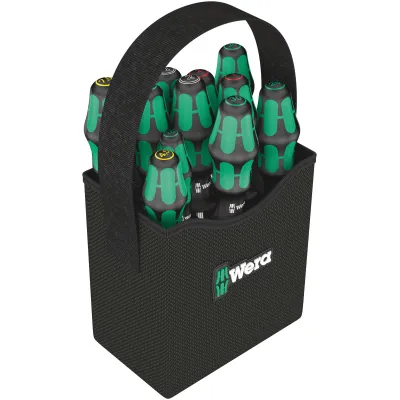 Wera Schraubendrehersatz Kraftform 2go 300 | 05004313001 | 11-teilig | PH PZ Schlitz TX | Tasche | schwarz/grün