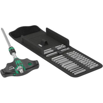 Wera Bit-Set Kraftform Kompakt 400 RA 05023471001 | 17-teilig | Quergriff-Ratsche | Rapidaptor | Textilbox
