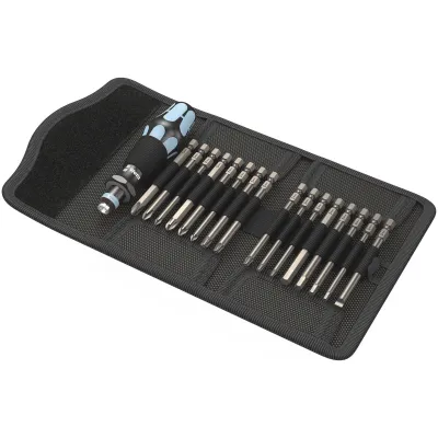 Wera Bit-Set Kraftform Kompakt 60 | 05071116001 | Edelstahl | 17-teilig | Rapidaptor | Gürteltasche | 89mm Bits