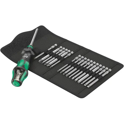 Wera Bit-Set Kraftform Kompakt Turbo 1 | Turbo-Schraubendreher | 17-tlg. | Rapidaptor | Tasche