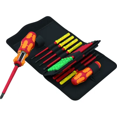 Wera Schraubendreherset Kraftform Kompakt VDE 17 | 17-tlg | isoliert 1000V | PH/PZ/Schlitz/TX | 2K-Griff | Tasche