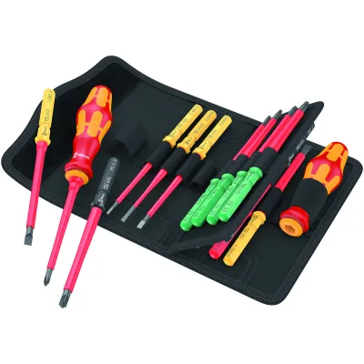 Wera Schraubendreherset Kraftform Kompakt VDE 17 | isoliert 1000V | PH/PZ, Schlitz, TX | Tasche | rot/gelb