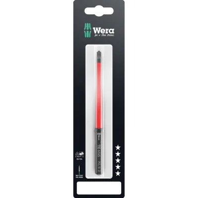 Wera Kreuzschlitz-Schraubendreher 05006569001 VDE 1000V Größe 2 | 157 mm | isoliert | brüniert | gerade | Sechskant