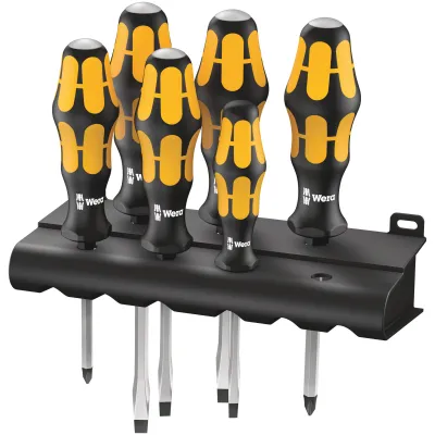 Wera Schraubendrehersatz 932/6 | 6-tlg. | Schlitz & PH | Edelstahl | Kraftform Plus | Schlagkappe | mit Rack