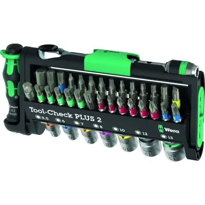 Wera Bit-Set Tool-Check Plus 2 05049056001 | 39-tlg. | Bit-Ratsche, Handgriff, Magnethalter | Kunststoffbox