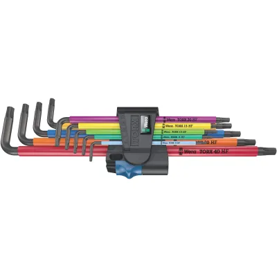 Wera Winkelschlüsselsatz 967/9 TX XL Multicolour HF 1 | TORX® TX 8–40 | 9-teilig | lang | Haltefunktion | farbcodiert