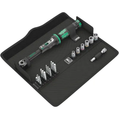 Wera Drehmomentschlüssel Set Click-Torque A 6 | 1/4 Zoll | 2,5-25 Nm | 20-tlg. | Umschaltknarre | Tasche | Schwarz