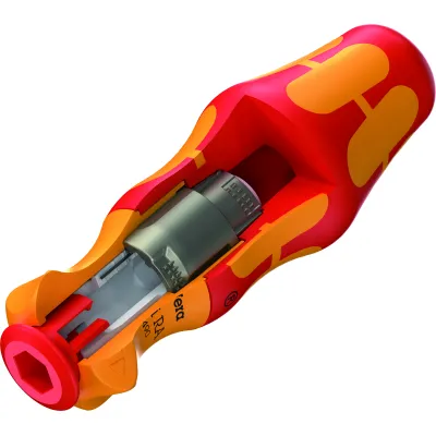 Wera Kraftform Handhalter 837 i RA 05057490001 | Schraubenschlüssel | Ratschenfunktion | VDE | 9 x 115 mm | rot/gelb