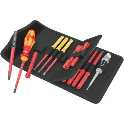 Wera Schraubendreherset Kraftform Kompakt VDE 18 | 18-teilig | VDE 1000V | PH/PZ/Schlitz/TX | Tasche | rot/gelb