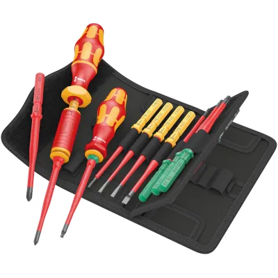 Wera Schraubendreherset 16-tlg. 05006609001 | VDE isoliert 1000V | Torque extra slim | 2PH 4PZ 4Schlitz 4TX | rot/gelb