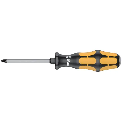 Wera Schraubmeißel 918 SPZ WER017050 | Kreuzschlitz Pozidriv PZ 1 x 80 mm | Kraftform Griff | Schlagkappe | Schwarz